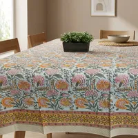 Nappe indienne à bloc de main imprimé floral couverture de Table en coton tissu rectangulaire tissu de salle à manger fin décor de Table en gros