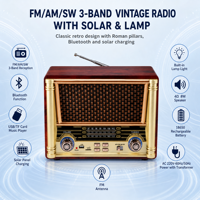 RAISENG R-1826BT R-1828BT R-1829BT Radio Retro AM FM SW 3 Band Portabel Radio Isi Ulang Speaker Audio Rumah