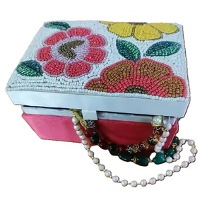 Polished Wood Crafts <b>Seed</b> Beads Beaded Embroidery Wine Box Gift Organizer Handmade Embroidered <b>Storage</b> Case - Product Image 5