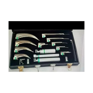 Laryngoscope en acier inoxydable, ensemble de 10 lames à fibres optiques, Mac Miller, 3 poignées, CE Classe I, instrument chirurgical réutilisable - Product Image 1