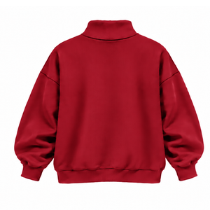 Crimson <b>Red</b> Oversized Mock Neck <b>Sweatshirt</b> Unisex Heavyweight Relaxed Fit Pullover Long Sleeve Custom Printed Casual Streetwear - Product Image 2