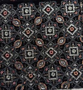 Base en velours noir tricoté, lourdement brodé, à motif géométrique de tuiles et de sequins, pour veste, kaftan, sherwani ethnique pour femme - Product Image 1