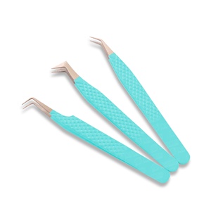 Pinzas de extensión de pestañas de volumen ruso Agarre de diamante curvo fuerte Mango de espejo de Punta puntiaguda de acero inoxidable para uso de belleza - Product Image 2