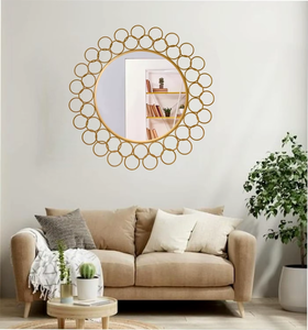 Round Gold Metal <b>Wall</b> <b>Mirror</b> Sunburst Interlocking Circle Frame Decorative Living Room Accent <b>Vanity</b> <b>Mirror</b> Bulk B2B Wholesale - Product Image 6