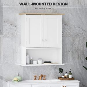 Mobile Bagno Moderno Bianco a 2 Ante da Parete in Legno Massello e MDF con Ripiano Regolabile in Acciaio per Hotel - Product Image 4