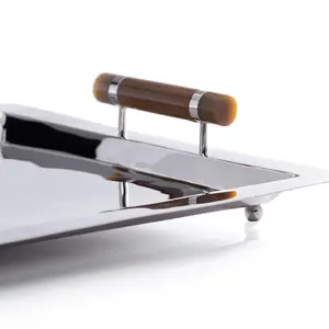 Plateau en métal artisanal élégant pour accessoires de table, plateau décoratif en métal de qualité supérieure pour la décoration de la maison de luxe, sûr, Zaid Export - Product Image 3