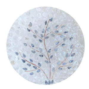 Unique <b>White</b> Tree Mother Of Pearl Charger Plate <b>Round</b> Sea Shell Inlay Decorative Underplate For Wedding <b>Dining</b> Party <b>Table</b> Decor - Product Image 1