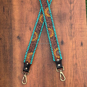 Sangles de tournesol usinées à la main personnalisées avec boucle pour sacs pièces et accessoires de sac en cuir véritable avec boutons-pression en laiton - Product Image 5