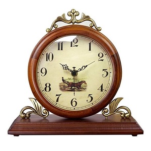 Solid Wood <b>Desk</b> Clock European Classic Wooden Clock <b>Retro</b> Wooden Table Clock for Living Room Bedroom and Office Decoration - Product Image 1