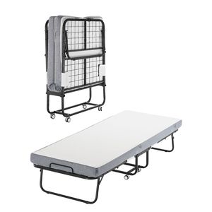Cama Plegable de 31 x 75 Pulgadas con Colchón de 4 Pulgadas, Cama Plegable Doble con Estructura Metálica Resistente y Espuma Viscoelástica para Hoteles - Product Image 1