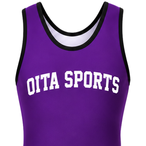 <b>Men</b> Purple Black Sublimated <b>Wrestling</b> <b>Singlet</b> Digital Design Polyester <b>Wrestling</b> Apparel Competition Sports Uniform - Product Image 4