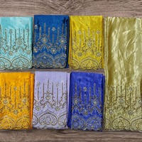 Tissu en satin de soie Gorgura somalien de qualité supérieure, tendance, tissé à la main, motif floral Dobby, orné de strass, pour robe