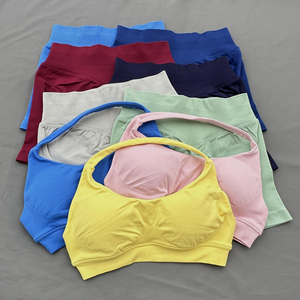 Women's Solid Color Scoop Neck Sports <b>Bra</b> Seamless Yoga Support Top Multicolor Stretch Fit - Product Image 3