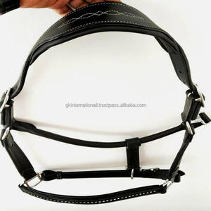 Halter de caballo de cuero duradero de alta calidad con banda para la nariz acolchada de cuero suave y cuello con cristales de diamante Halter elegante ostentoso - Product Image 5