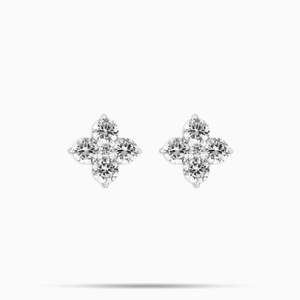 Pendientes de Plata de Ley 925 con Moissanita en Forma de Flor, Color D, Claridad VVS, Tipo Trébol, para Mujer - Product Image 1
