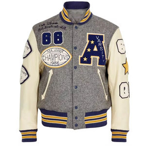 Chaqueta Varsity Personalizada en Color y Talla, Precio Razonable, Chaqueta de Béisbol Universitaria de Color Único, la Más Vendida, Ropa Urbana para Hombre - Product Image 1