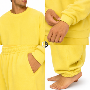 Traje de lana extragrande para hombre, hecho de tela de lana gruesa, de corte holgado y cómodo, tacto suave y cálida sensación acogedora para estar en casa o viajar. - Product Image 5