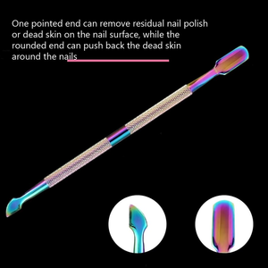 Empujador de Cutículas de Acero Inoxidable de Alta Calidad de 2 Puntas, Removedor de Piel Muerta, Herramienta de Limpieza para el Cuidado de Uñas, Pedicura y Manicura - Product Image 2