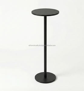Mesa Auxiliar Delgada con Pedestal para Reposabrazos de Sofá – Mesa Lateral Compacta con Acabado Negro Mate para Salas de Estar de Suites de Hotel - Product Image 6