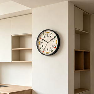 12 Inch Pasta Restaurant Theme Beige Black Silent Quartz Analog <b>Wall</b> <b>Clock</b> Warm Earthy Tone <b>Kitchen</b> Cafe Restaurant Decor - Product Image 4