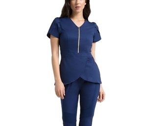 Uniforme de enfermera médica para mujer, traje de fregado con logotipo personalizado, uniforme médico elástico a la moda, conjunto de enfermería sólido, Tops 2026 HI - Product Image 2