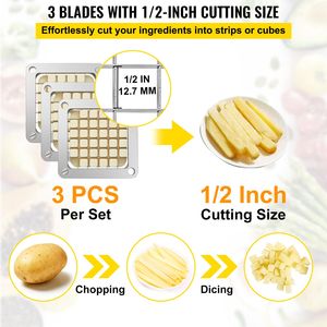 Lama di ricambio per tritatutto da 1/2 pollice, set da 3 pezzi per patatine fritte con 6 lame extra, parti industriali in acciaio inossidabile per tritatutto a pressione - Product Image 3