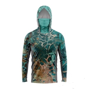 Performance Men's Fishing Hoodie 100% Polyester Lightweight Stretch Fabric Integrated <b>Face</b> Covering Fully Sublimation Pull Over - Product Image 4