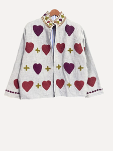 Poncho en laine bohème avec broderie en forme de cœur, manches longues, col montant, grande taille, vêtements d'extérieur d'hiver pour adultes - Product Image 2