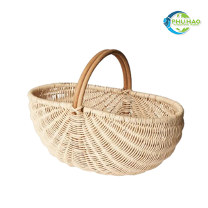Customizable Vintage Style Handcrafted Eco-Friendly Natural Rattan Harvest Storage <b>Basket</b> for Multi-Purpose Home Use - Product Image 6