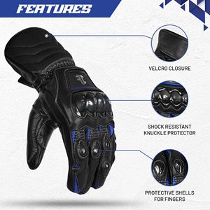Guantes de Motociclismo de Cuero para Hombre, Guantes Deportivos de Protección Completa con Nudillos Reforzados, Personalizados OEM al por Mayor - Product Image 4