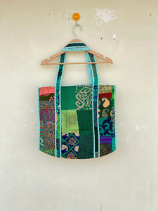 Bolso de mano acolchado de retazos, bolso de hombro con parche, estampado a mano de algodón, bolso sostenible ecológico Floral - Product Image 3