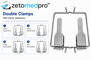 Double <b>Clamps</b> With <b>Frame</b> Stationary Artery 0.4-1mm 0.6-1.5mm 1-2.25mm Vein 1-2.25mm ZETOMEDPRO - Product Image 3
