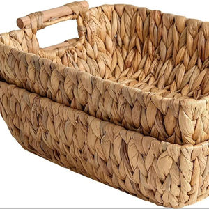 Cestas de Almacenamiento Grandes Tejidas a Mano StorageWorks con Asas de Madera, Cestas de Mimbre de Jacinto de Agua para Organización, Paquete de 2 - Product Image 1