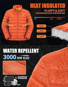 Chaqueta Acolchada Ligera y Plegable para Hombre, Abrigo Aislante de Invierno, Chaqueta Acolchada Impermeable y Cálida para Viajes - Product Image 3