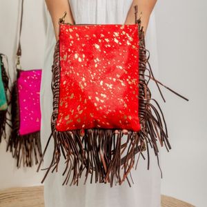 Bolso Bandolera de Moda 2026 para Mujer, Bolso de Hombro de Cuero Genuino de Alta Calidad con Flecos, Bolso de Mano para Dama - Product Image 1