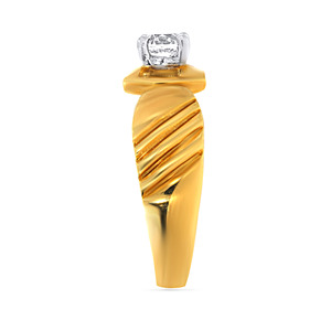 Glowing Moments <b>Men</b> Solitaire <b>Ring</b> Luxury Classic Round Cut Diamond Solitaire <b>Ring</b> with Tapered Yellow Gold Band - Product Image 4