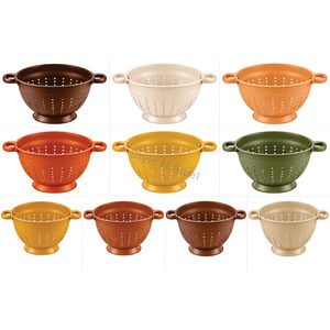 Passoire en acier émaillé à double poignée, bol perforé pour égoutter et rincer les légumes, préparation culinaire - Product Image 2