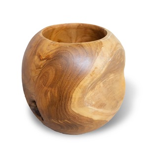 Vase en céramique mate à grain de bois naturel, écologique, rond, pour décoration de table - Product Image 3