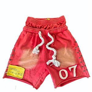 Shorts streetwear rouges à clous pour hommes, décontractés, avec cordon de serrage, surdimensionnés, imprimés, mode été - Product Image 1