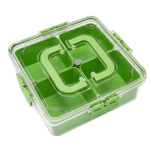 Square Green Plastic Multifunction Food <b>Storage</b> Container with Detachable Compartments for Kitchen Use - Product Image 1