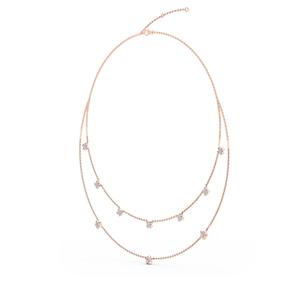Elegante Collar Floral de Dos Hilos con Diamantes Redondos Cultivados en Laboratorio de 1.79 CTW, Claridad VS+, Chapado en Oro Rosa de 9K - Product Image 1