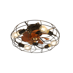 Ventilador de Techo LED de Estilo Industrial de 20 Pulgadas, Negro Mate, 6 Velocidades, Control Remoto E26, Motor DC Reversible, 3 Aspas, para Dormitorios - Product Image 2