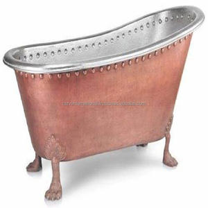 Seau de bain en cuivre super résistant Baignoire en cuivre multifonctionnelle à l'intérieur de la salle de bain nickelée Décoration Baignoire - Product Image 1