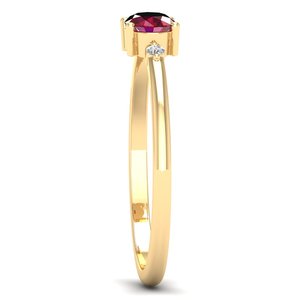 แหวนเพชรรูปไข่ REYES Classic ทองคำขาว 14K ประดับทับทิม 0.75 กะรัต พร้อมใบรับรอง GRA ประดับด้วยโมอิสซาไนต์ เครื่องประดับคุณภาพสำหรับผู้หญิง - Product Image 3