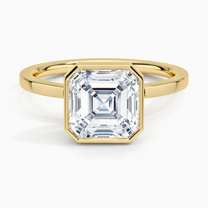 Anillo de boda clásico para mujer, con diamantes de moissanita talla Asscher engastados en bisel, plata de ley 925 - Product Image 3