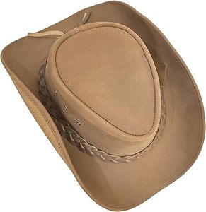 Unisex Brown Leather Cowboy <b>Hat</b> Adjustable <b>Band</b> Outdoor Casual Adult Spring Summer Style 2026 - Product Image 2