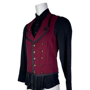 <b>GOTHIC</b> MEN'S WHOLESALE BURGUNDY RETRO VICTORIAN PIRAT STEAMPUNK VEST VAMPIRE STYLE OEM ODM - Product Image 2