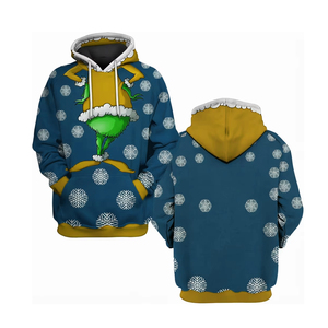 Sudadera con Capucha Navideña para Hombre, Sudadera de Forro Polar Tejido, Manga Larga, Informal, para las Fiestas, Estilo Urbano - Product Image 4