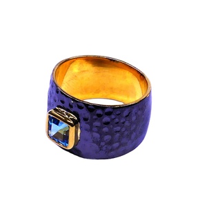 Everyday Wear 925 Sterling Silver Gold Plated Jewelry Aquamarine Gemstone Women Wear Ring - Product Image 1