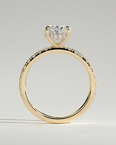 แหวนเพชรทรงรี 2 กะรัต ทองคำแท้ 14K เพชรเลี้ยงในห้องปฏิบัติการ ฝังแบบกรงเล็บ E VVS2 พร้อมวงแหวนซ่อนแบบ Halo แหวนแต่งงานสุดหรู ปี 2026 - Product Image 2